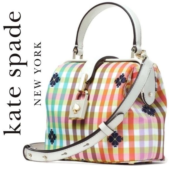 Kate Spade Remedy Doctor Micro Plaid Rainbow Clover Gingham Bag - Picture 1 of 7